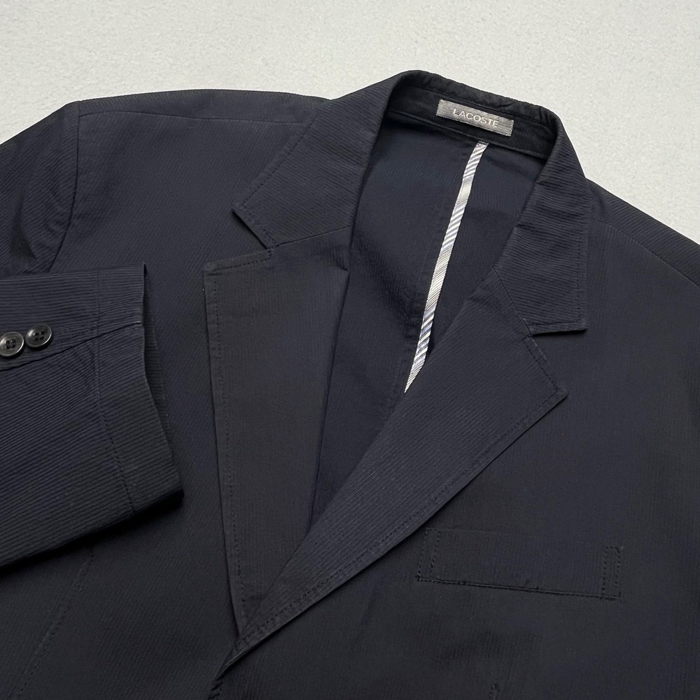 Lacoste Mens Navy‎ Blue Textured 3-Button Blazer Jacket VH 885E-62 44R 105 L